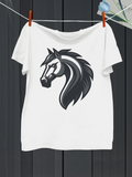 Men's T-Shirt Dynamic Thick Black Brush Strokes Forming Majestic Horse Head
