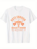 Men's T-Shirt Cute Enough With Playful Orange Heartbeat Among Simple Medical Symbol T Shirt