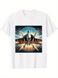 Men's T-Shirt Futuristic Energy Surge With Powerful Jet Fighter Plane