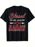 Men's T-Shirt Blessed To Be Called Mamaw With Heart Arrow Plaid Pattern Lettering Shirt