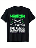 Men's T-Shirt Warning With Green Letters Two Sewing Needles Thread And Bold Statement Patience T Shirt