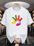 Men's T-Shirt Colorful Intertwined Hands With Overlapping Bright Painted Handprint
