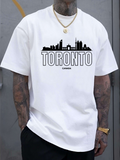 Men's T-Shirt Toronto City Skyline With Iconic Buildings Under Clear Skies Shirt