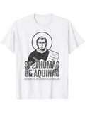 Men's T-Shirt Saint Portrait With Ancient Book Surrounded By Halo Thomas Aquinas