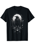 Men's T-Shirt Celestial Night Sky With Mysterious Moon And Stars Surrounding A Majestic Raven