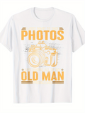Men's T-Shirt Photos Old Man Vintage Graphic With Camera And Artistic Lines Under Spotlight