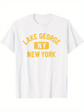 Men's T-Shirt Lake George NY New York Bold Vintage Block Lettering T Shirt