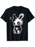 Men's T-Shirt Vintage Style Distressed Plush Bunny With Pink Heart Patch Bunny