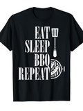 Men's T-Shirt Eat Sleep BBQ Repeat Grunge Style With Grill Spatula And Barbecue Elements