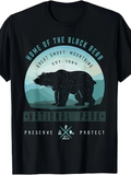 Men's T-Shirt Home Of The Black Bear Starry Night Wild Mountain Landscape Bear