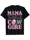 Men's T-Shirt Mama Of The Birthday Cowgirl With Pink Boots And Decorative Cowboy Hat