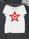 Men's T-Shirt Geometric Red Outline Double Star Symbol