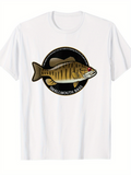 Men's T-Shirt Smallmouth Bass With Bold Circle Surrounded By White Shirt