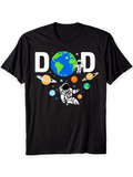 Men's T-Shirt Dad With Colorful Planets Orbiting Among Floating Astronaut And Earth