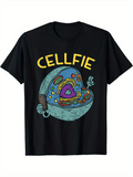 Men's T-Shirt Cellfie Playful Cartoon Hand Holding Smartphone Cell