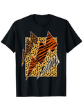 Men's T-Shirt Wild Animal Prints And Abstract Shapes Under Stark Lightning Bolt