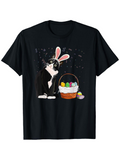 Men's T-Shirt Confetti Sprinkles With Cute Cat Wearing Bunny Ears Beside Easter Basket