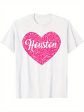 Men's T-Shirt Houston Glittering Pink Heart With Shimmering Texture Center Design