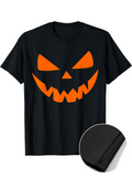 Men's T-Shirt Glowing Orange Halloween Faces On Spooky Night Pumpkin