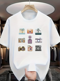 Men's T-Shirt Retro Colored Vintage Cameras Arranged In Neat Minimalist Grid