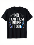 Men's T-Shirt No I Cant Just Brush It Out Scissors And Paw Prints With Blue Grooming Brush