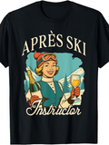 Men's T-Shirt Après Ski Instructor With Snow Mountains Champagne Glass Bottle Smiling Character