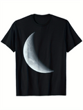 Men's T-Shirt Gleaming Crescent Light Shining In Still Night Sky Moon