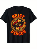 Men's T-Shirt Spicy Pisces Artistic Red Fishes Circling With Fiery Ring Motif Design