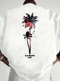 Men's T-Shirt Los Angeles 1990 Sunset Palms With Birds Flying Overhead