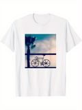Men's T-Shirt Dreamy Evening With A Bicycle Against Soft Clouds