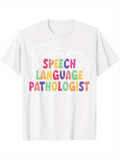 Men's T-Shirt Speech Language Pathologist Colorful Block Letters On White Cotton Shirt