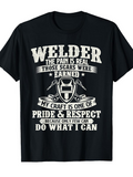 Men's T-Shirt Welder Pride Respect With Welding Helmet And Banner Design