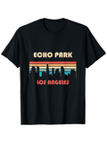 Men's T-Shirt Echo Park Retro Sunset Silhouette With City Skyline Los Angeles
