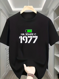 Men's T-Shirt Full Green Battery Above Large Number 1977 Shirt