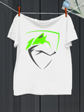 Men's T-Shirt Abstract Design With Neon Green Lines And Black Geometric Wolf