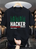Men's T-Shirt Hacker Virus Loading Digital Matrix Code Among Rising Data Bars