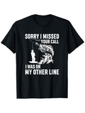 Men's T-Shirt Sorry I Missed Your Call Fishing With Leaping Bass And Water Splash