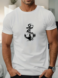 Men's T-Shirt Modern Abstract Waves With Nautical Anchor Design Anchor