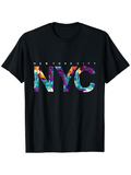 Men's T-Shirt New York City Colorful Floral Pattern With Large Bold Letters NYC