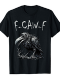 Men's T-Shirt F CAW F Dark Sleek Crow With Sharp Beak Perched On Bare Branch
