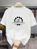 Men's T-Shirt Oil Derrick Surrounded By Industrial Gear And Text Company Name