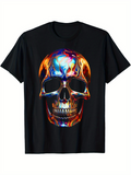 Men's T-Shirt Flaming Neon Hues Reflected In Vibrant Abstract Skull