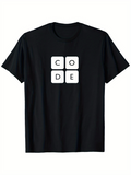 Men's T-Shirt Stylish Minimalist Graphic White Blocks With Code Letters T Shirt