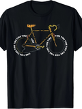 Men's T-Shirt Words Forming Vintage Style Bicycle With Textured Tires Bicycle