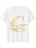 Men's T-Shirt Classic Golden Ornate Letter G With Gabriel Name Monogram