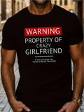 Men's T-Shirt Warning Red Label With Humorous Statement Black T Shirt