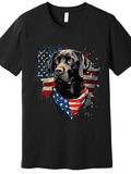Men's T-Shirt Patriotic Bandana With American Flag Behind Black Labrador Dog