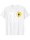 Men's T-Shirt Med Tech With Bright Sunflower On White Shirt