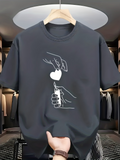 Men's T-Shirt Minimal Hand Drawn Lines With Floating Heart And Flickering Lighter