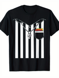 Men's T-Shirt Vertical Stripes With Whistle Necklace Referee Shirt Pocket Object